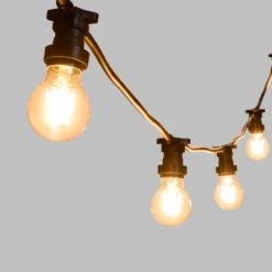 Catena 5 m, 5 lampadine led a goccia Ø 60 mm di 4 Watt, dimmerabili, cavo nero, prolungabile