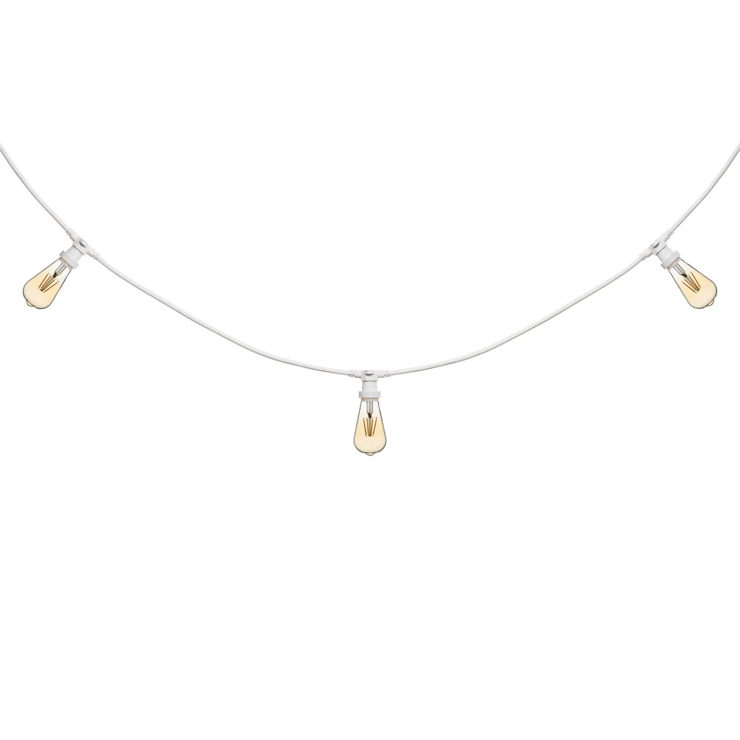 Catena 5 m, 16 lampadine led Edison Ø 64 mm da 4 Watt, cavo bianco, prolungabile
