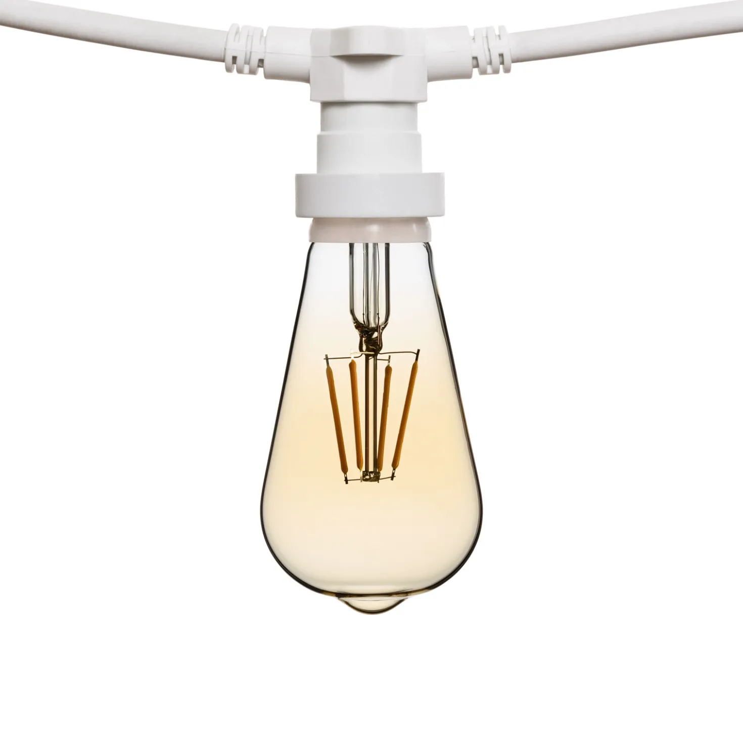 Catena 5 m, 8 lampadine led Edison Ø 64 mm di 4 Watt, cavo bianco, prolungabile