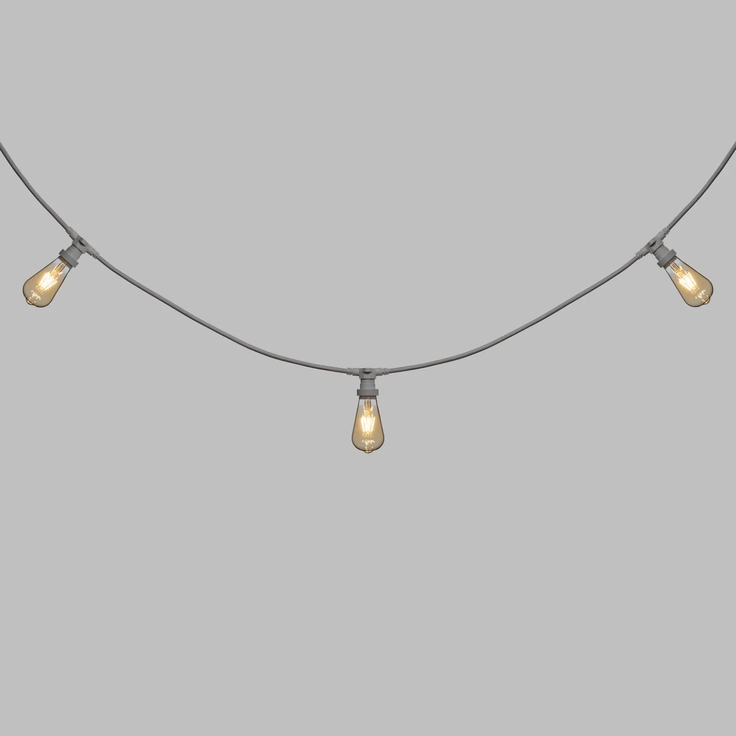Catena 5 m, 5 lampadine led Edison Ø 64 mm di 4 watt dimmerabili, cavo bianco, prolungabile