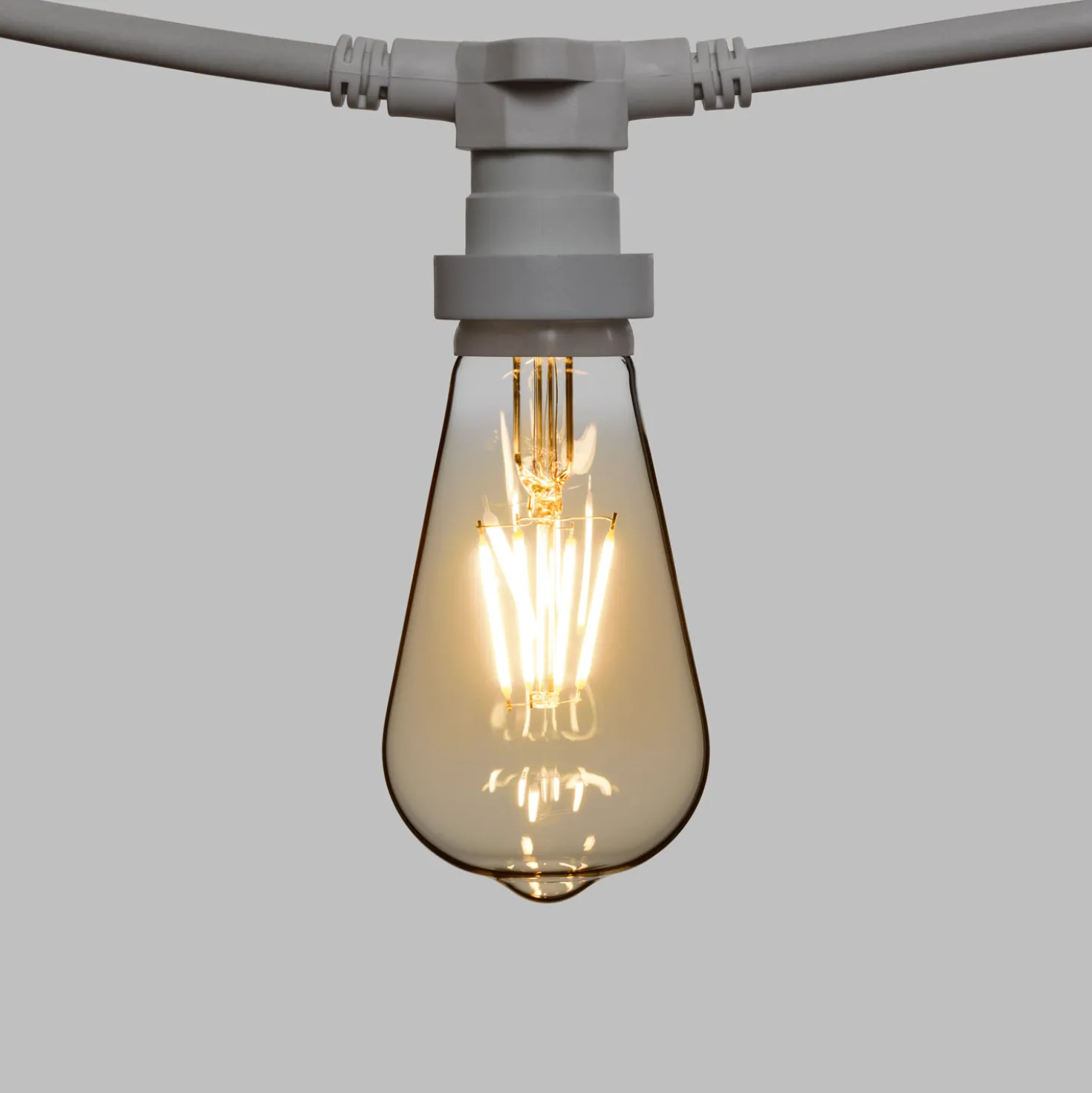 Catena 5 m, 5 lampadine led Edison Ø 64 mm da 4 Watt, cavo bianco, prolungabile