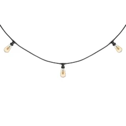 Catena 5 m, 8 lampadine led Edison Ø 64 mm di 4 Watt, cavo nero, prolungabile