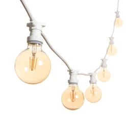 Catena 5 m, 8 lampadine led globo Ø 95 mm di 4 Watt, cavo bianco, prolungabile