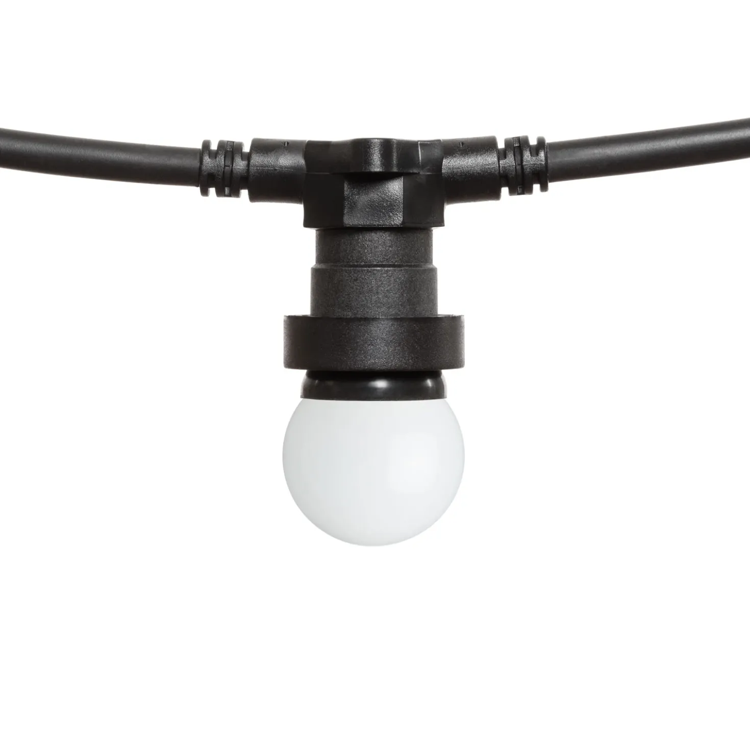 Catena 5 m, 8 lampadine led globo Ø 45 mm in plastica bianca di 1,2 Watt, prolungabile