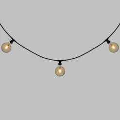 Catena 5 m, 8 lampadine led globo Ø 125 mm di 4 Watt, cavo nero, prolungabile