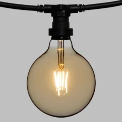 Catena 5 m, 8 lampadine led globo Ø 125 mm di 4 Watt, cavo nero, prolungabile