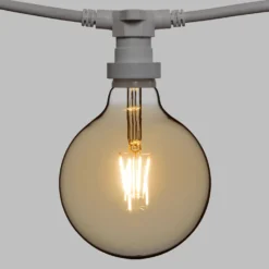 Catena 5 m, 8 lampadine led globo Ø 125 mm di 4 Watt, cavo bianco, prolungabile