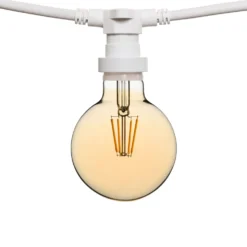 Catena 5 m, 8 lampadine led globo Ø 95 mm di 4 watt, dimmerabili, cavo bianco, prolungabile