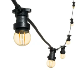 Catena 5 m, 8 lampadine led globo Ø 45 mm di 2 Watt, cavo nero, prolungabile