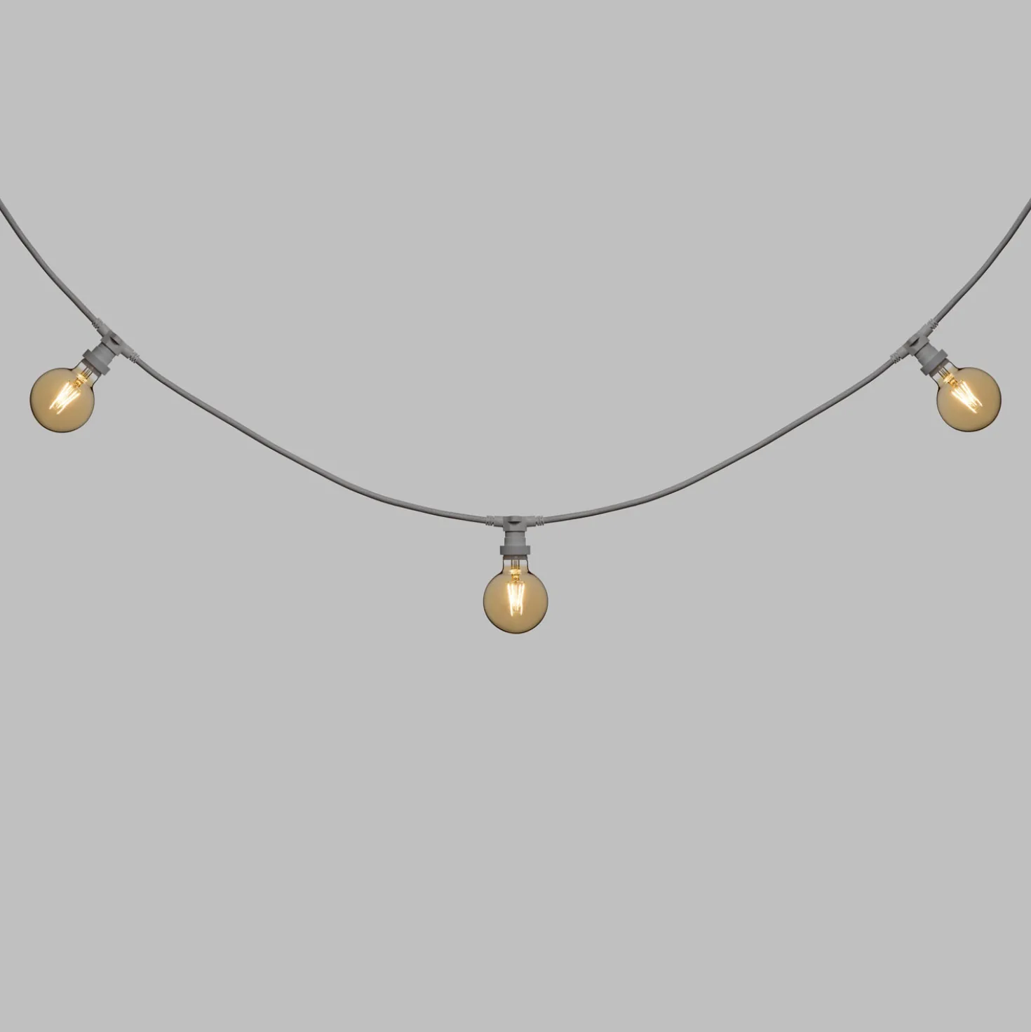 Catena 5 m, 16 lampadine led globo Ø 95 mm di 4 watt, dimmerabili, cavo bianco, prolungabile