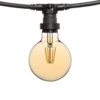 Catena 5 m, 8 lampadine led globo Ø 95 mm di 4 watt, dimmerabili, cavo nero, prolungabile