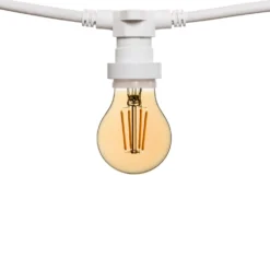 Catena 5 m, 5 lampadine led goccia Ø 67 mm di 8 Watt, dimmerabili, cavo bianco, prolungabile