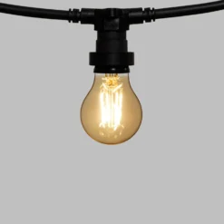 Catena 5 m, 5 lampadine led goccia Ø 60 mm da 4 Watt, cavo nero, prolungabile