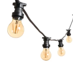 Catena 5 m, 5 lampadine led goccia Ø 60 mm da 4 Watt, cavo nero, prolungabile
