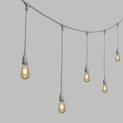 Catena 5 m, 8 lampadine led pendenti Edison Ø 64 mm di 4 watt dimmerabili, h 70 cm, prolungabile