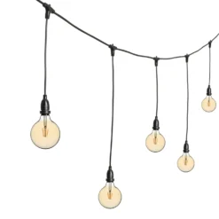 Catena 5 m, 8 lampadine led pendenti globo Ø 125 mm di 4 Watt, h 70 cm, prolungabile