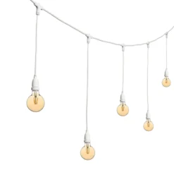 Catena 5 m, 8 lampadine led pendenti globo Ø 95 mm 8 Watt dimmerabili, h 70 cm, prolungabile