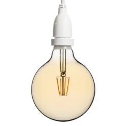 Catena 5 m, 8 lampadine led pendenti globo Ø 125 mm 8 Watt dimmerabili, h 70 cm, prolungabile