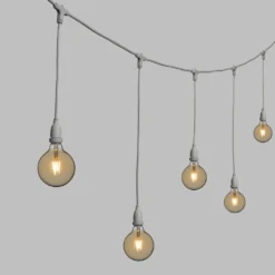 Catena 5 m, 8 lampadine led pendenti globo Ø 125 mm 8 Watt dimmerabili, h 70 cm, prolungabile