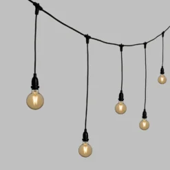Catena 5 m, 8 lampadine led pendenti globo Ø 95 mm di 4 Watt, h 70 cm, prolungabile