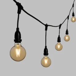 Catena 5 m, 8 lampadine led pendenti globo Ø 95 mm da 4 Watt, h 30 cm, prolungabile