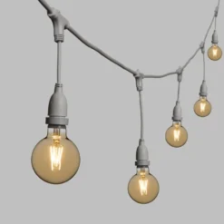 Catena 5 m, 8 lampadine led pendenti globo Ø 95 mm da 4 watt dimmerabili, h 30 cm, prolungabile