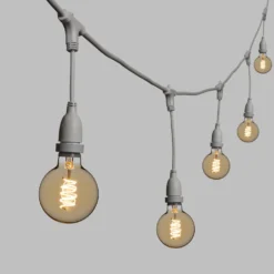 Catena 5 m, 8 lampadine pendenti globo Ø 95 mm, h 30 cm, led a spirale, prolungabile