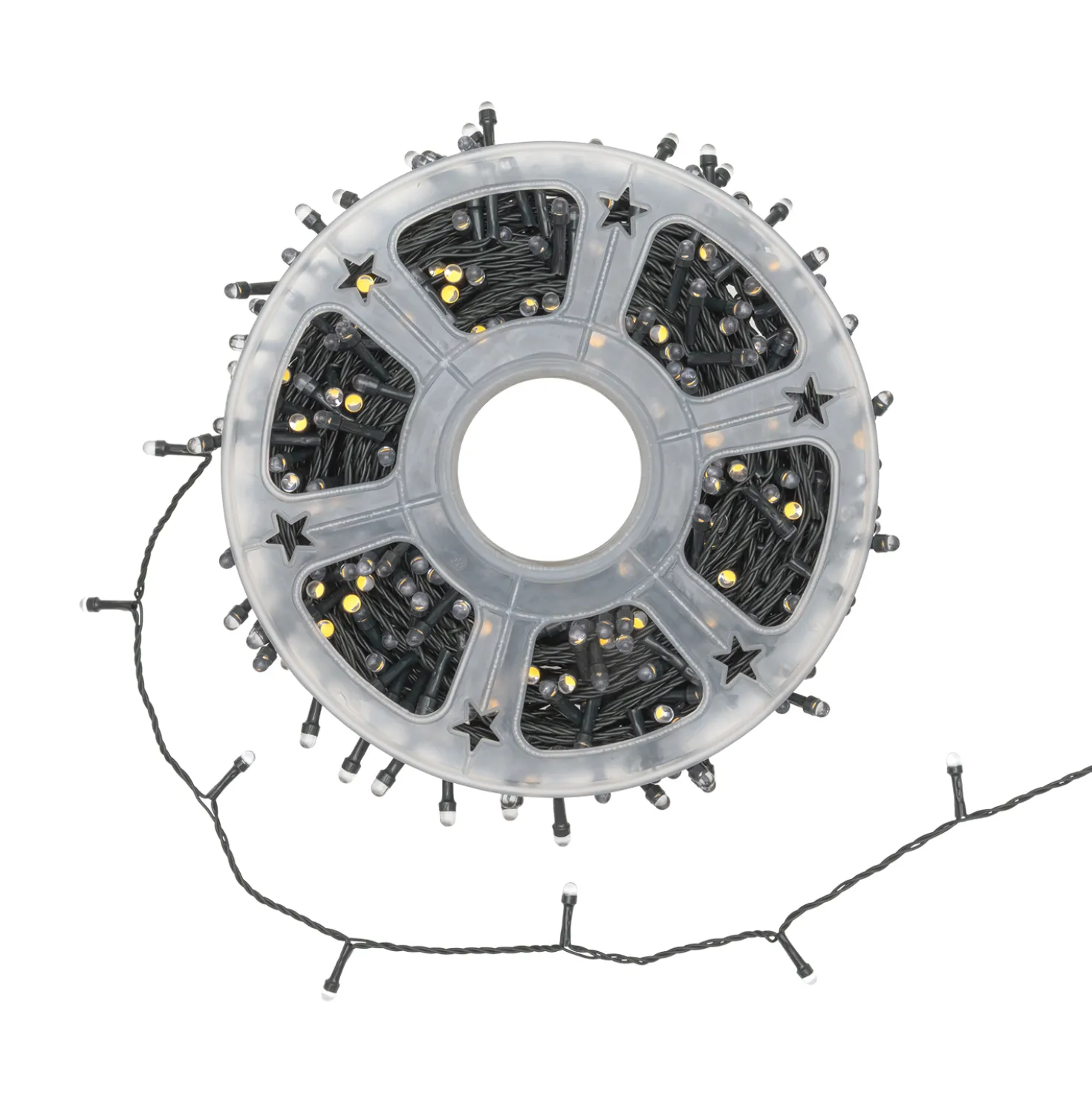 Catena 75 m, 750 led Convex Ø 6.8 mm, bianco caldo, cavo verde