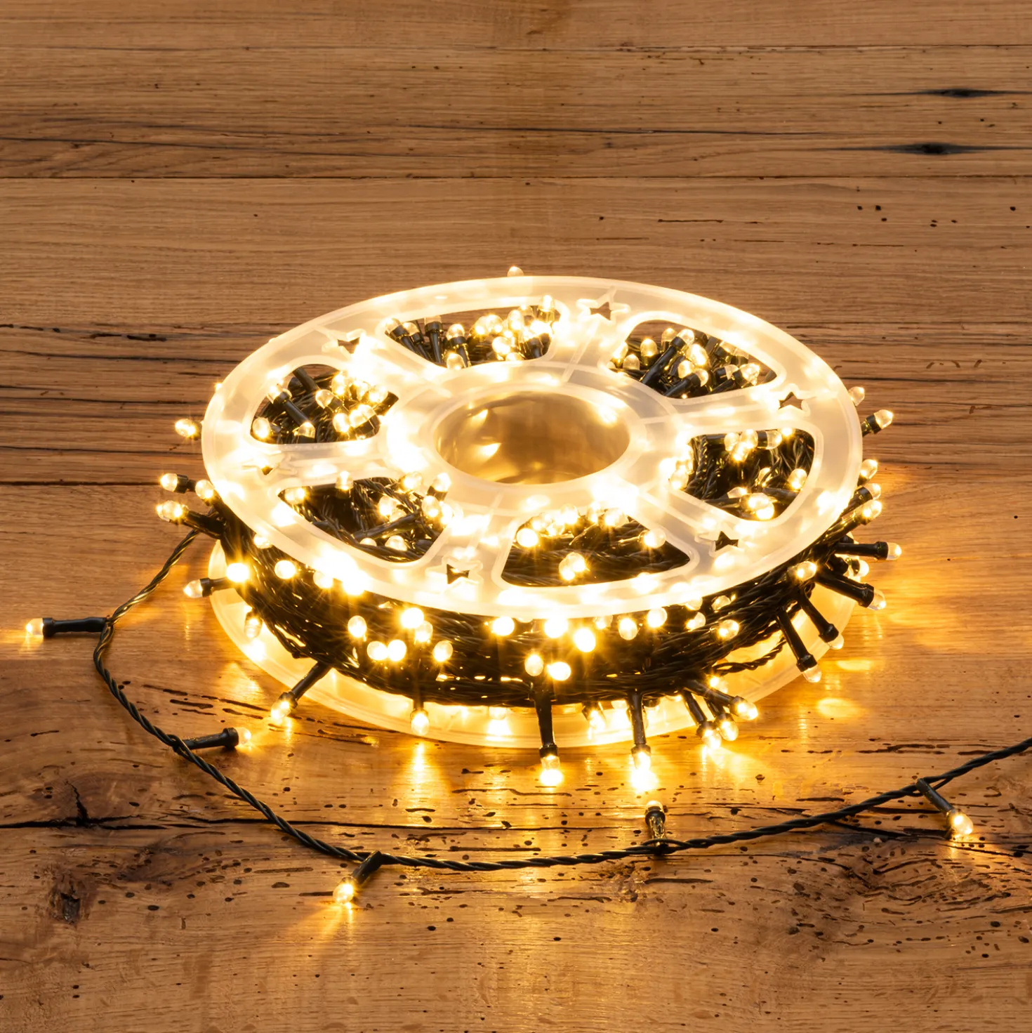 Catena 75 m, 750 led Convex Ø 6.8 mm, bianco caldo, cavo verde