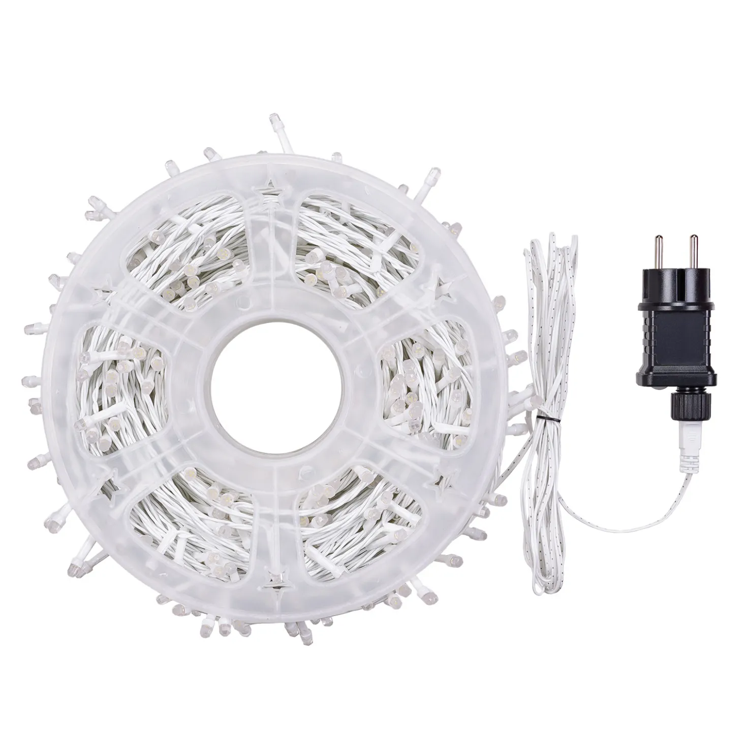 Catena 50 m, 500 led Diamante Bubble bianco caldo, cavo bianco
