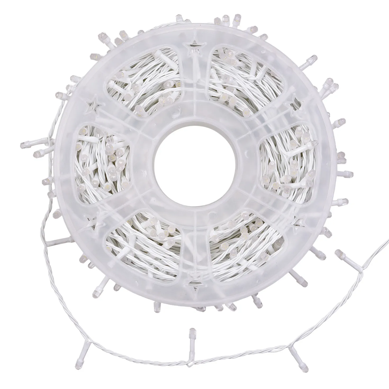 Catena 50 m, 500 led Diamante Bubble bianco caldo, cavo bianco