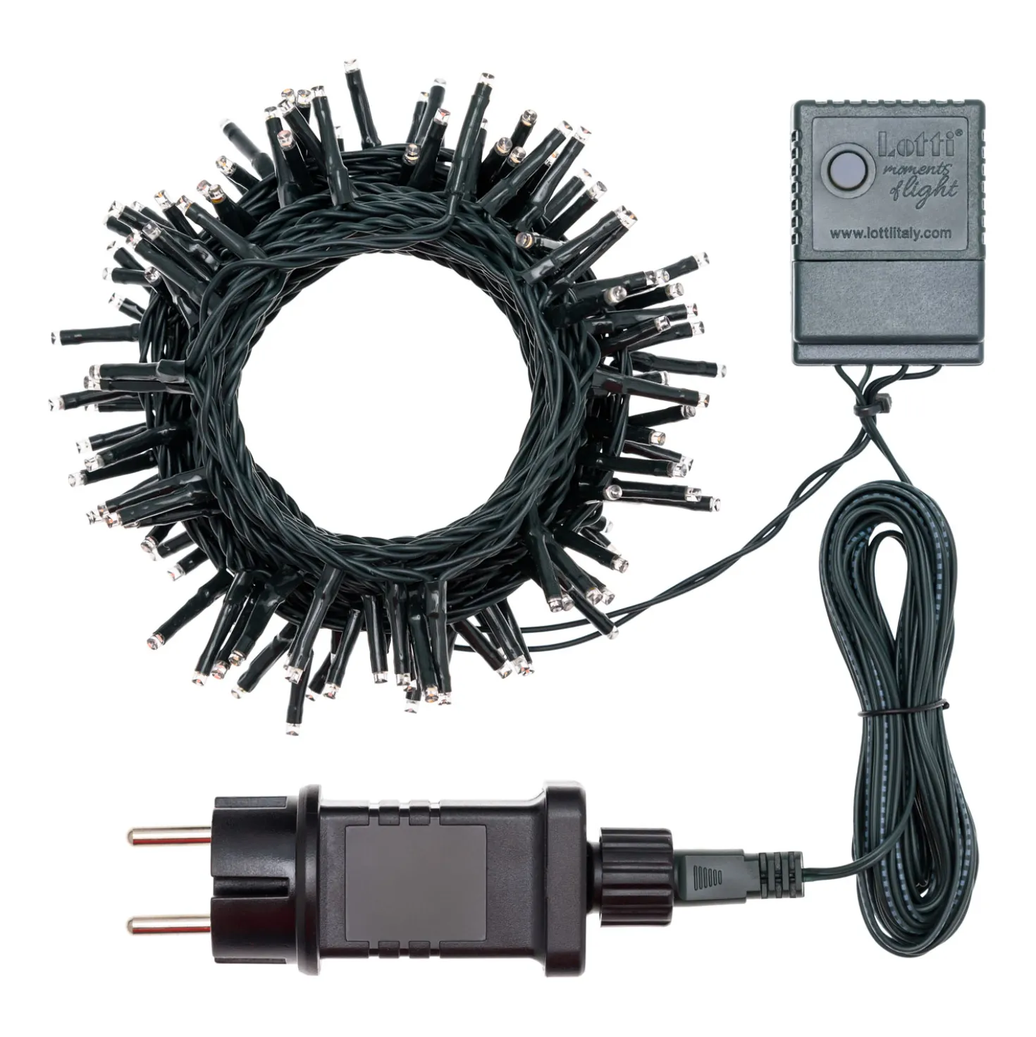 Catena 8,9 m, 120 miniled bianco caldo, cavo verde