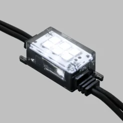 Catena 10 m, 10 stroboLed bianco freddo, cavo nero, prolungabile