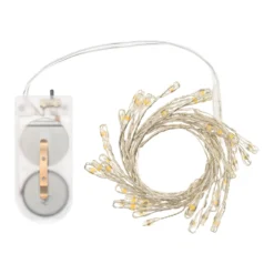 Catena Nastro di Luce a batteria 0,9 m, 45 microled bianco caldo, cavo argento