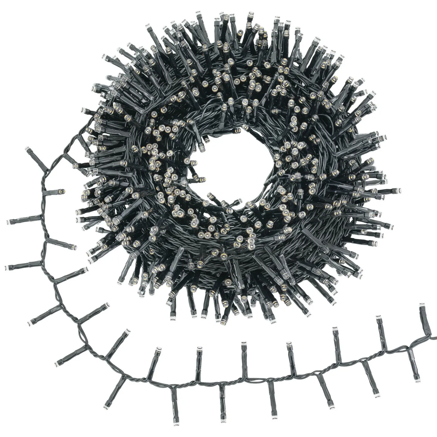Catena Nastro di Luce 20,5 m, sensore di movimento, 1000 miniled bianco caldo, cavo nero
