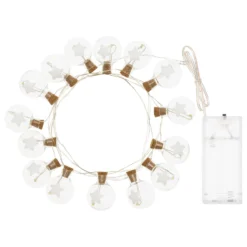 Catena 15 sfere Ø 25 mm con stelle, bianco caldo