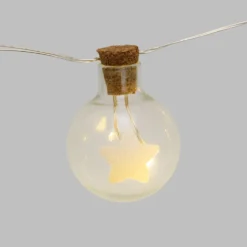 Catena 15 sfere Ø 25 mm con stelle, bianco caldo