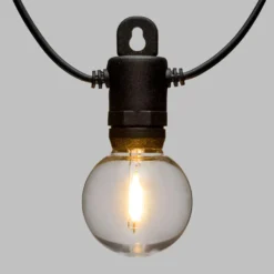 Catena solare di 5 m, 12 lampadine trasparenti Ø 40 mm, led bianco caldo
