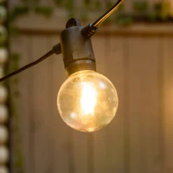 Catena solare di 5 m, 12 lampadine trasparenti Ø 40 mm, led bianco caldo