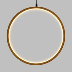 Cerchio in legno naturale, 37 cm, led bianco caldo, uso interno