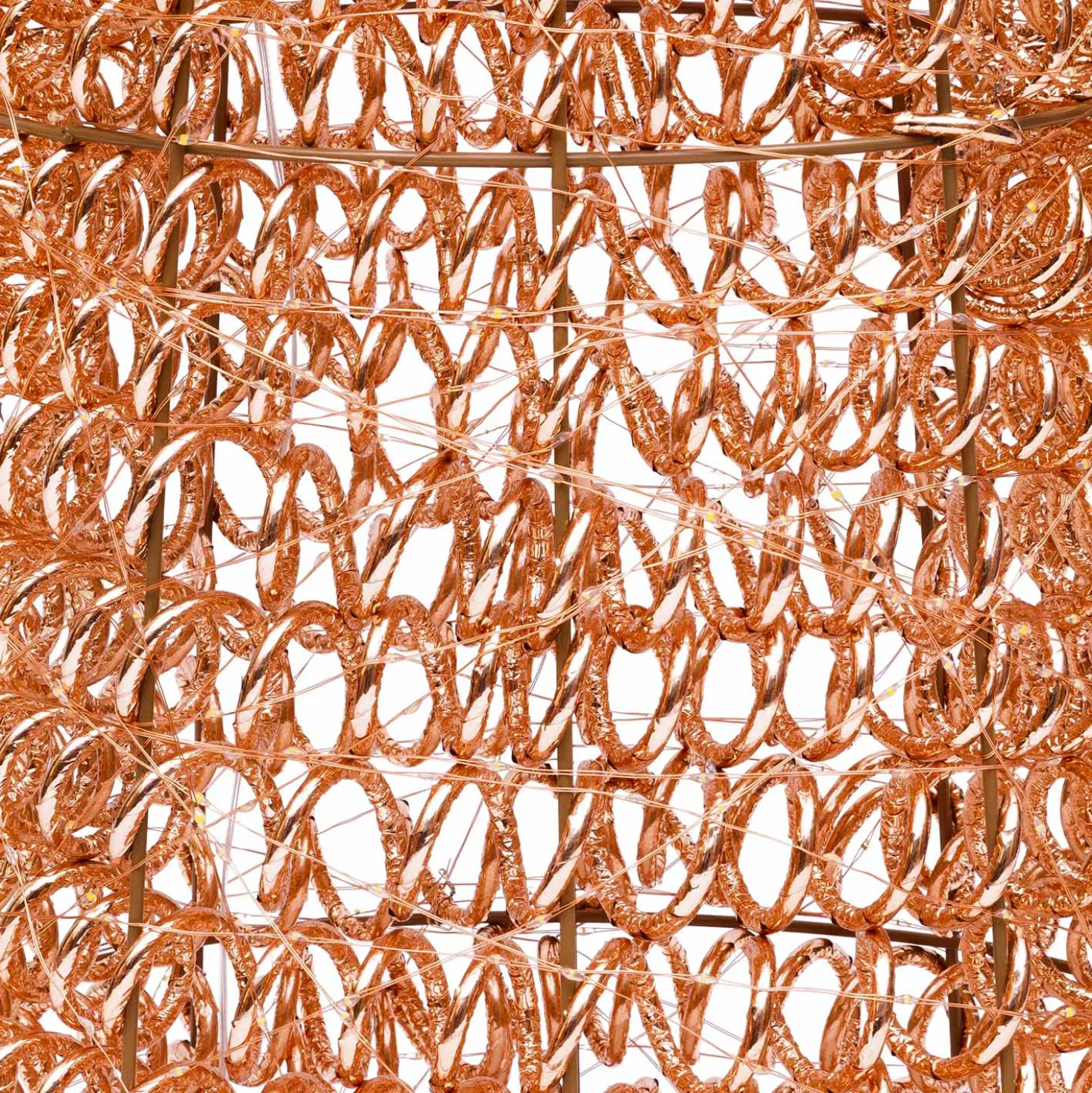 Cono 3D Rose Gold, filo a spirale, h 210 cm, 2400 microled bianco caldo