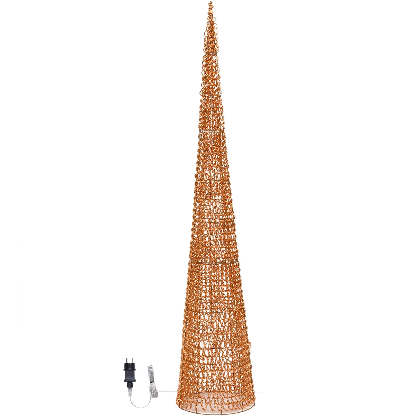 Cono 3D Rose Gold, filo a spirale, h 210 cm, 2400 microled bianco caldo