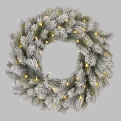 Corona Alpino in finto pino a batteria Ø 40 cm, 50 led integrati bianco caldo