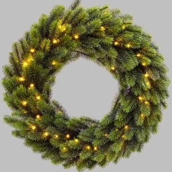 Corona Alpino in finto pino a batteria Ø 60 cm, 80 led integrati bianco caldo