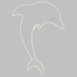 Delfino in tubo led effetto neon bianco caldo, lato sinistro