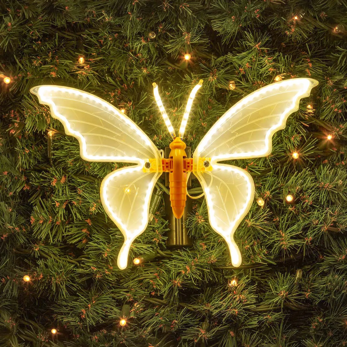 Farfalla in tubo ultraluminoso, 32 cm, 156 led bianco caldo