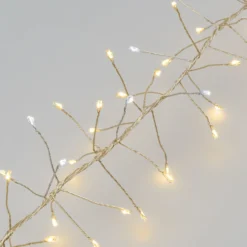 Festone di Luce argento 20 m, 1600 microled bianco caldo e bianco freddo