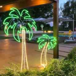 Figura Palma, tubo effetto neon, 120 cm, 686 led bianco caldo e verde