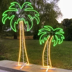 Figura Palma, tubo effetto neon, 120 cm, 686 led bianco caldo e verde