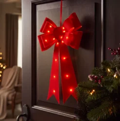 Fiocco Rosso effetto Velluto, h 60 cm, 24 MicroLED bianco caldo